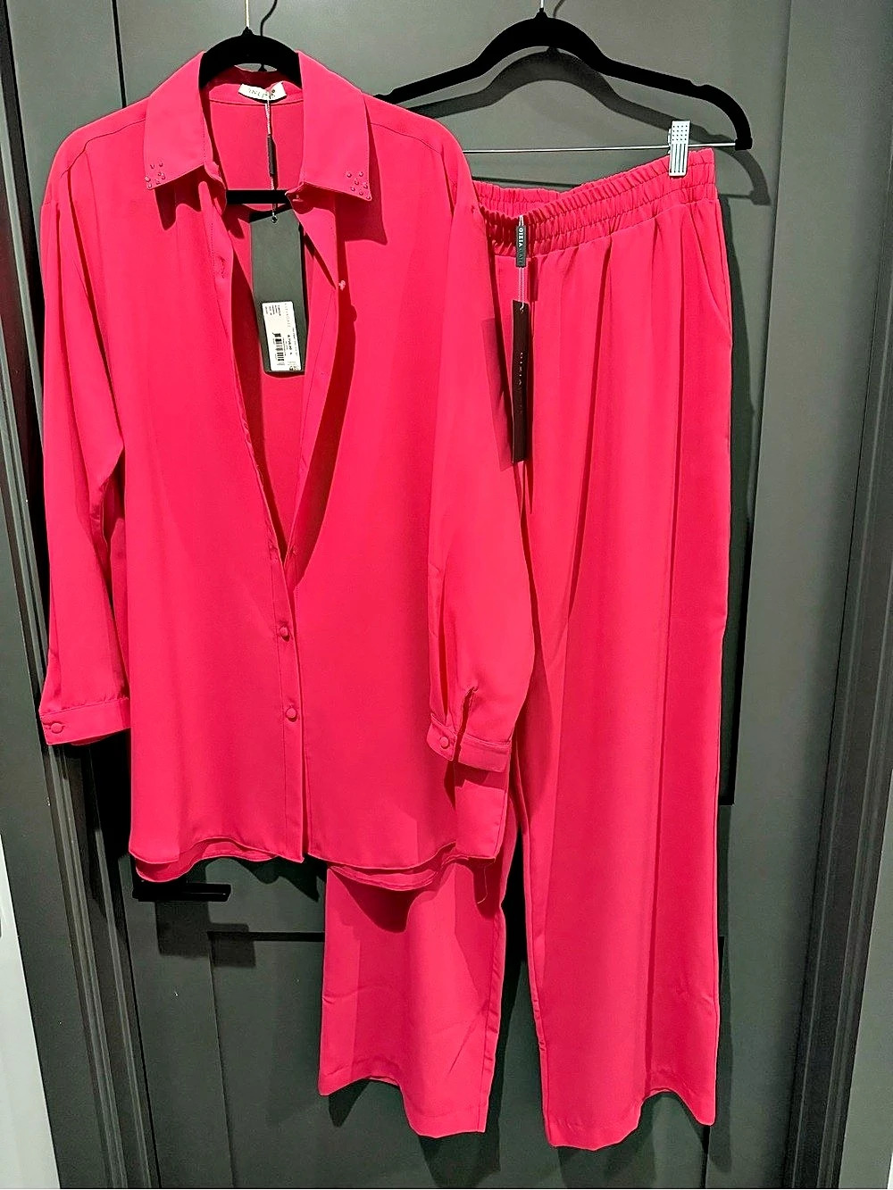 Gizia Gate Two-Piece Blouse & Trousers in Pink Size 38 NWT